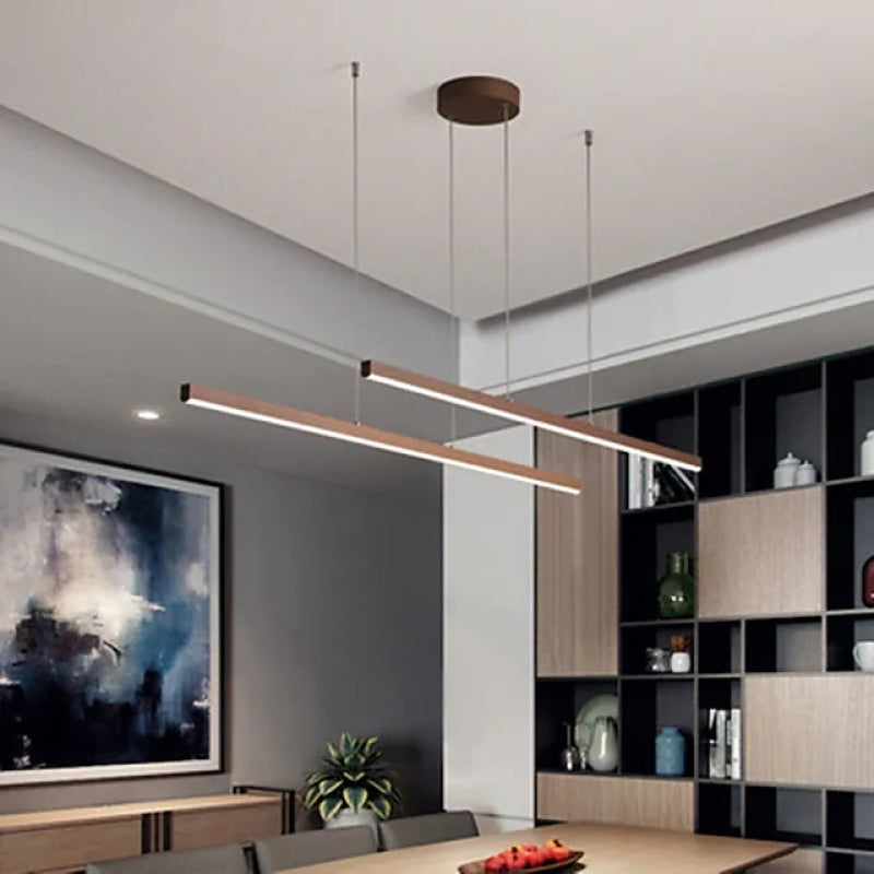 Edge Minimalismo LED Lampada a Sospensione Metallo Marrone Doppio-Lineare Moderna