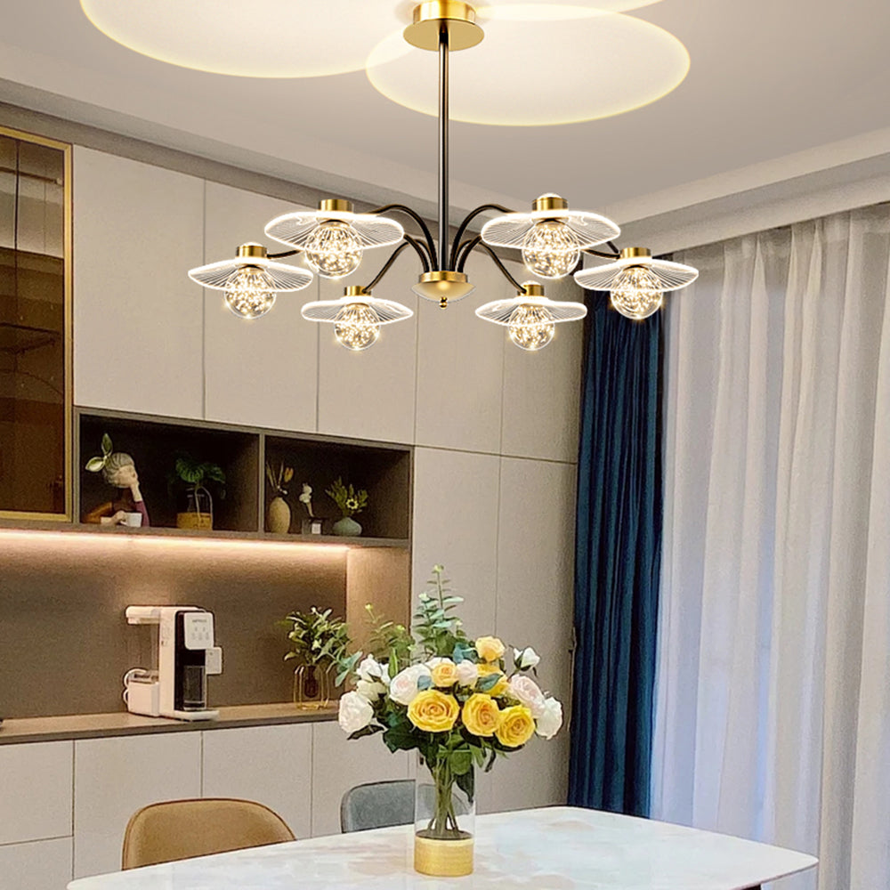 Carins Moderno LED Lampada a Sospensione Metallo Acrilico Vetro Oro Soggiorno/Camera da Letto