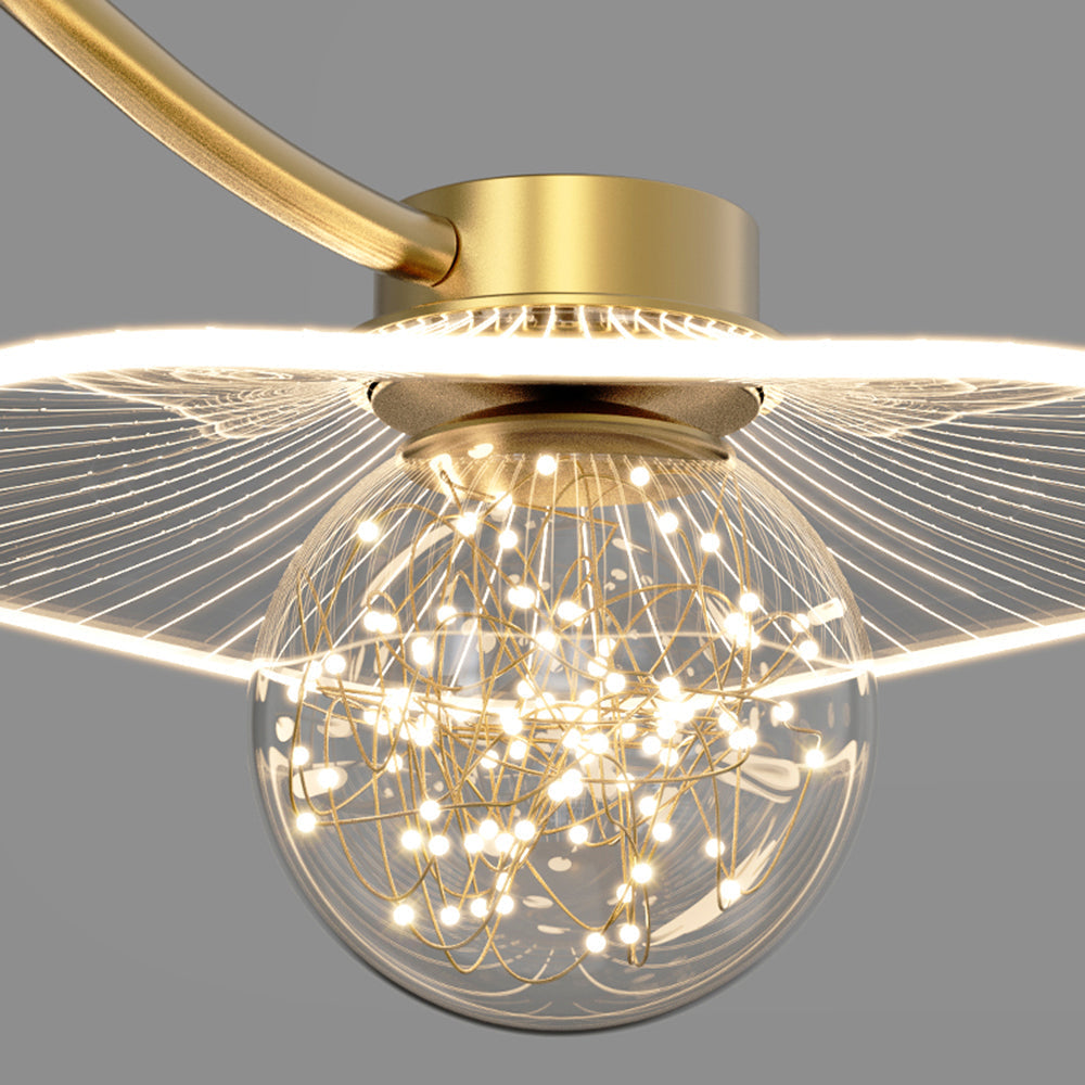 Carins Moderno LED Lampada a Sospensione Metallo Acrilico Vetro Oro Soggiorno/Camera da Letto