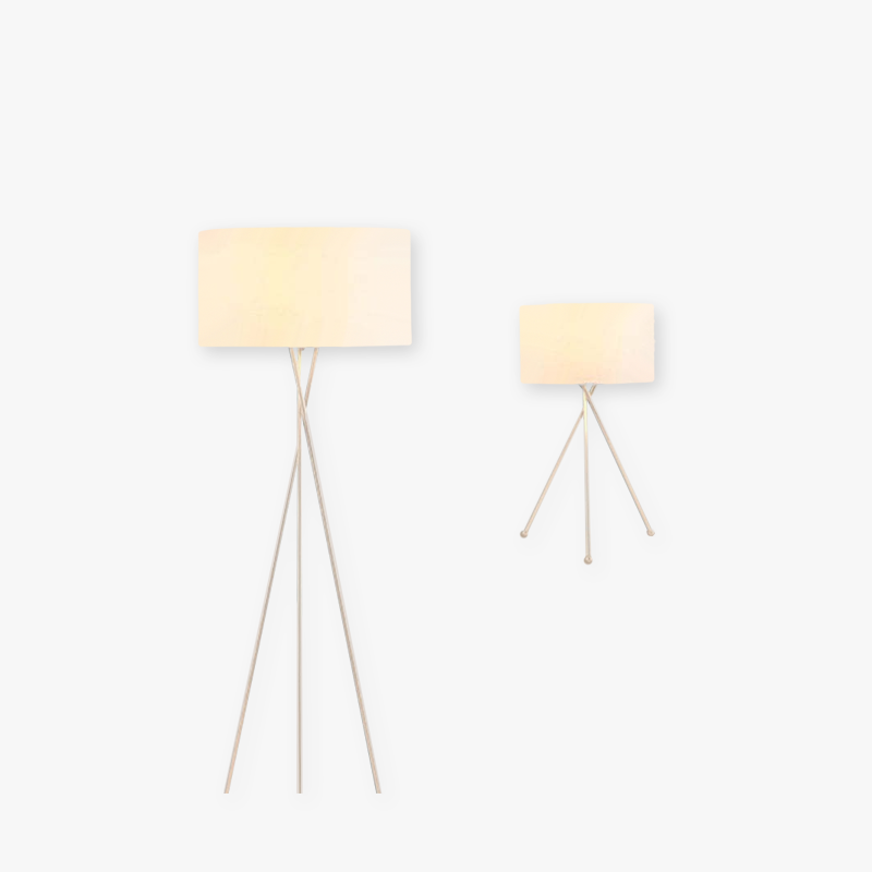 Baines Moderna LED Lampada da Terra Tessuto Bianco Treppiede Sala da Pranzo/Soggiorno/Camera da Letto