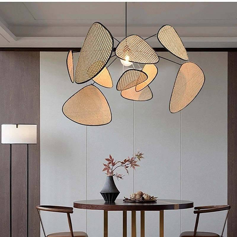Ritta LED Lampada a Sospensione Rattan Griglia a Rame/Metallo