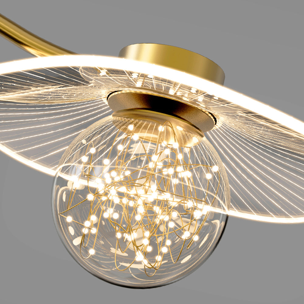 Carins Moderno LED Lampada a Sospensione Metallo Acrilico Vetro Oro Soggiorno/Camera da Letto