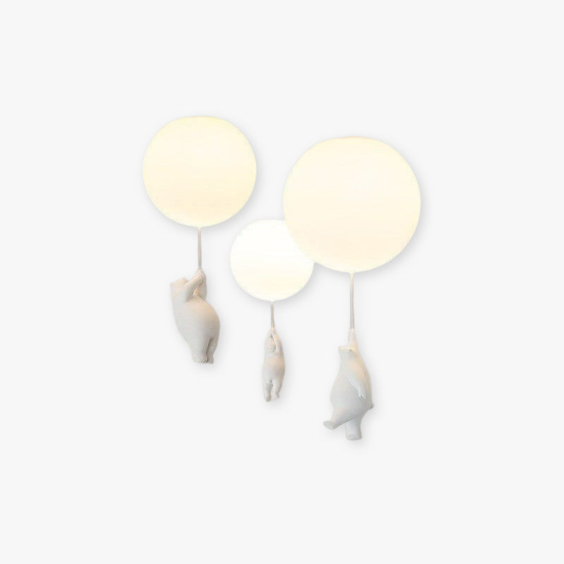 Fateh Moderno Bellissimo LED Plafoniera Bianco Orso Pallone Resina Acrilico Soggiorno/Camera da Letto/Studio