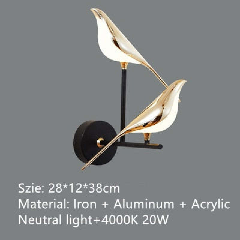 Arisha Design LED Applique Speciale Metallo Acrilico Oro Uccello Soggiorno/Camera da Letto/Ristorante/Studio