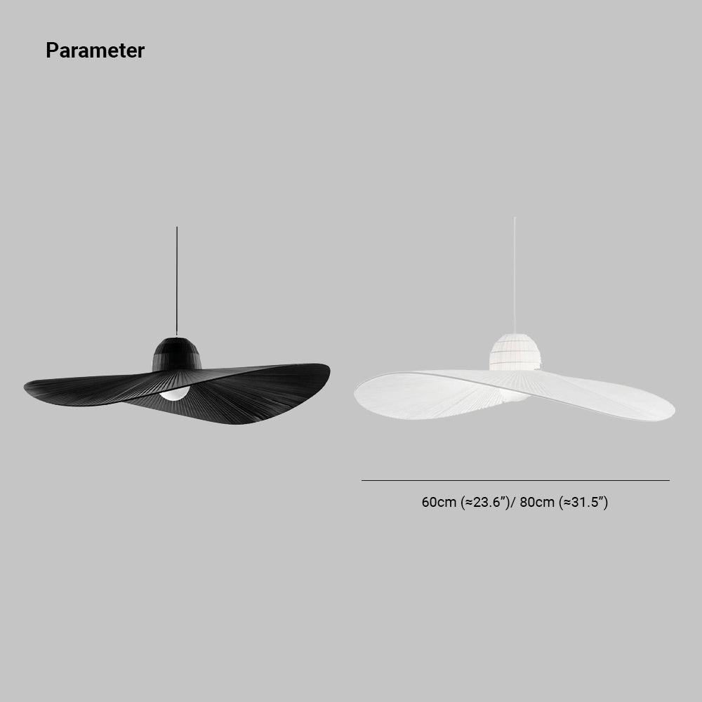 Ritta Moderna LED Lampada a Sospensione Metallo/Tessuto Nero/Bianco Ampio-Brimmed Cappello Forma