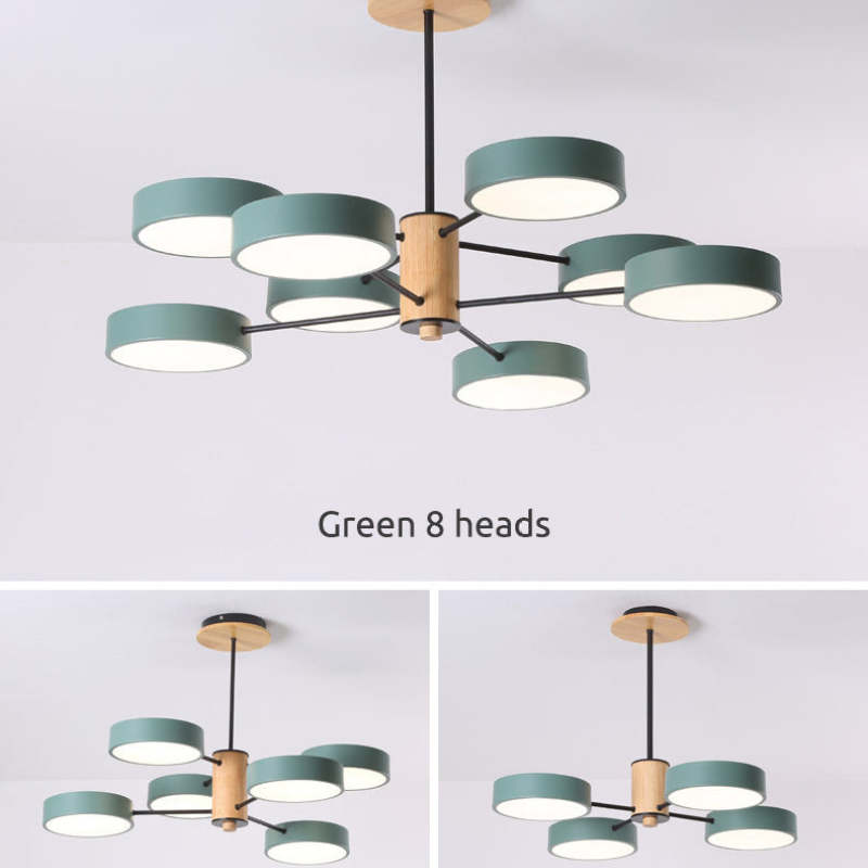 Arisha Moderna LED Design Lampada a Sospensione Metallo Legno Grigio/Verde Soggiorno/Camera da Letto