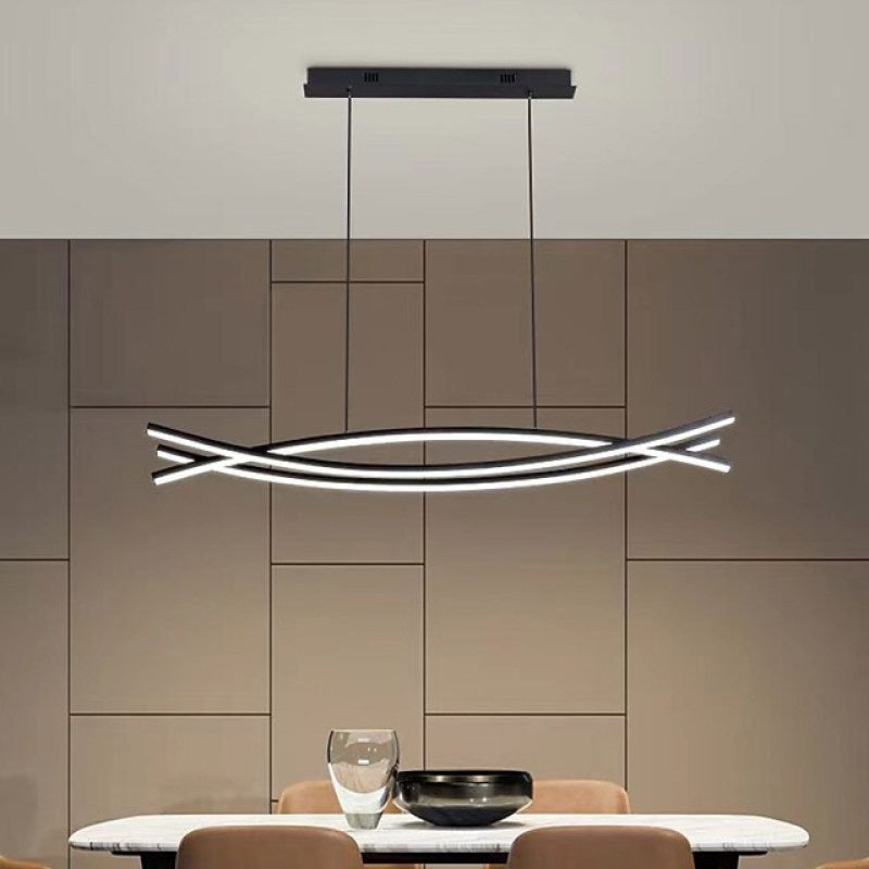 Louise Moderna LED Lineare Lampade a Sospensione Metallo Nero Soggiorno/Camera da Letto