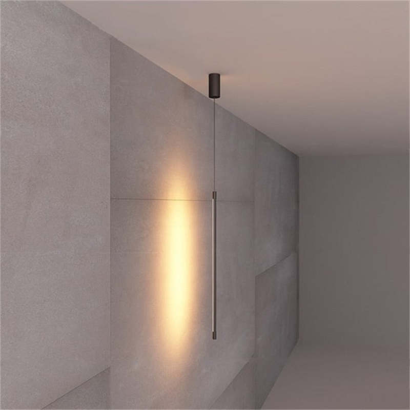 Arisha Minimalista Lampada a Sospensione Metallo/Acrilico Nero Lineare