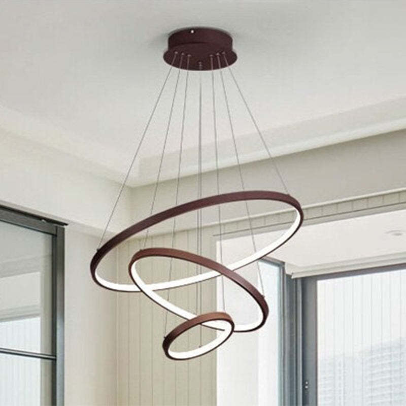 Arisha Design Illuminato LED Lampada a Sospensione Bianco/Nero/Oro Anello Interno Soggiorno/Camera da Letto