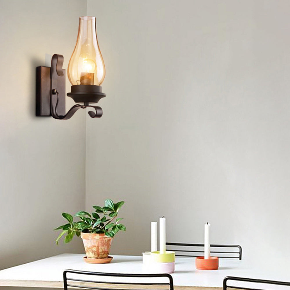 Silva Vintage LED Candela Applique Metallo/Legno Soggiorno