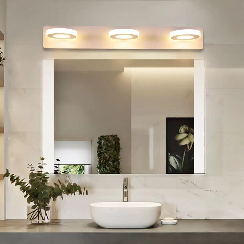 Arisha Design Minimalismo LED Applique Metallo Acrilico Bianco Rotondo Specchio Bagno