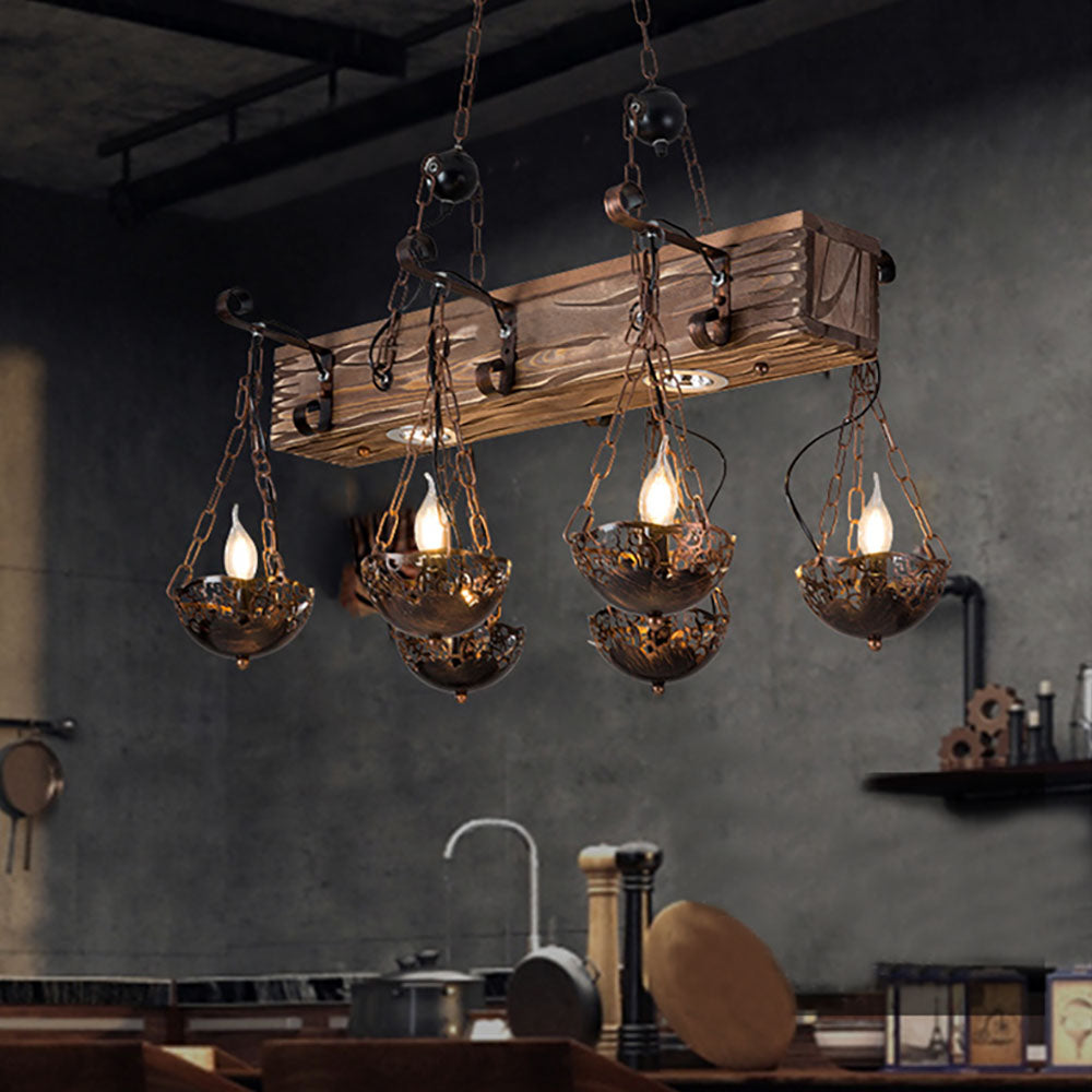 Epoch Industriale LED Lampade a Sospensione Metallo/Legno Bronzo Soggiorno/Camera da Letto
