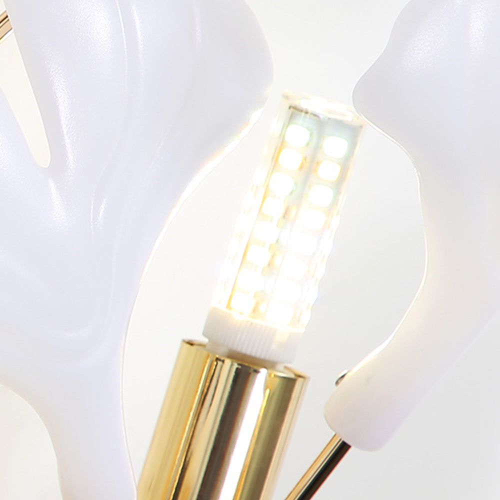 Olivia Design LED Bellissimo Ginkgo Biloba Applique Ceramica Metallo Bianco/Oro Soggiorno/Camera da Letto