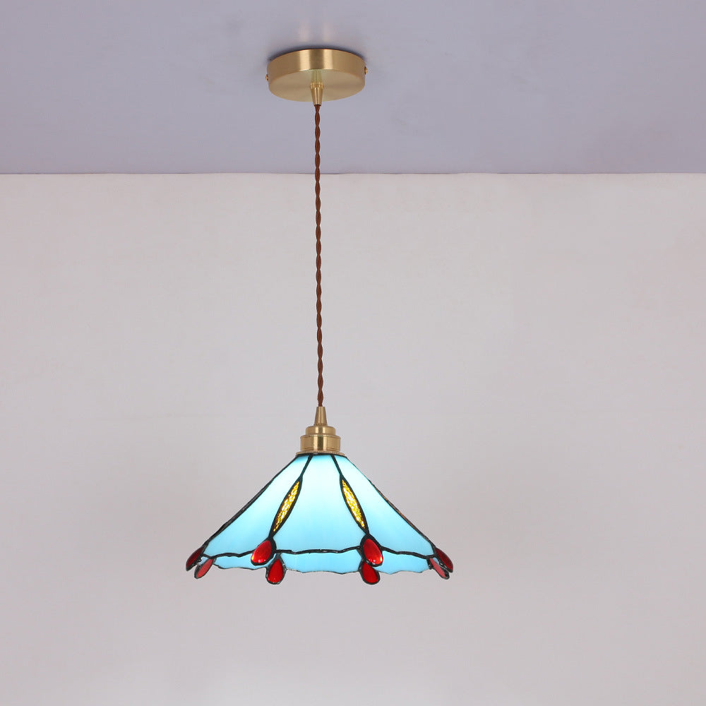 Tiffany Vintage Metallo/Vetro Sospensione Giallo/Trasparente/Verde/Rame/Rosso/Blu Soggiorno