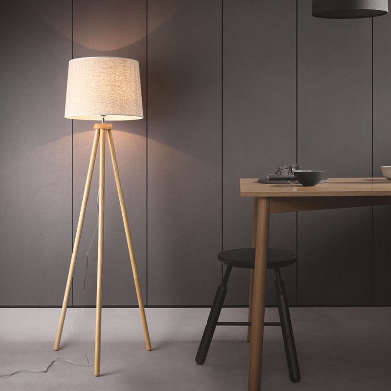 Muto Moderne LED Base Lampade da Terra Legno/Tessuto Salotto