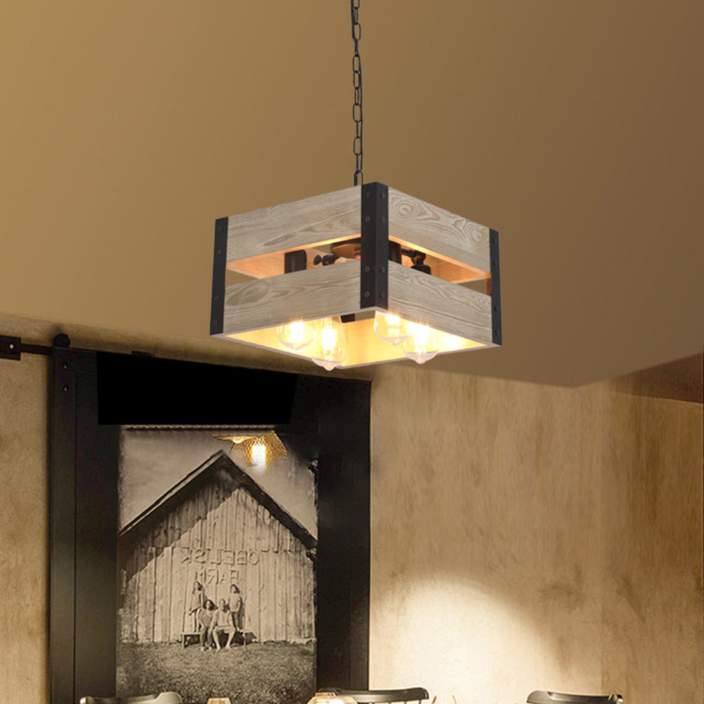 Alessio Design LED Quadrato Lampade a Sospensione Metallo/Legno Soggiorno/Camera da Letto