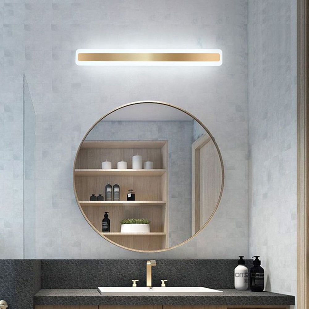 Arisha Applique Semplice Specchio Anteriore Rettangolare Vanità, Oro