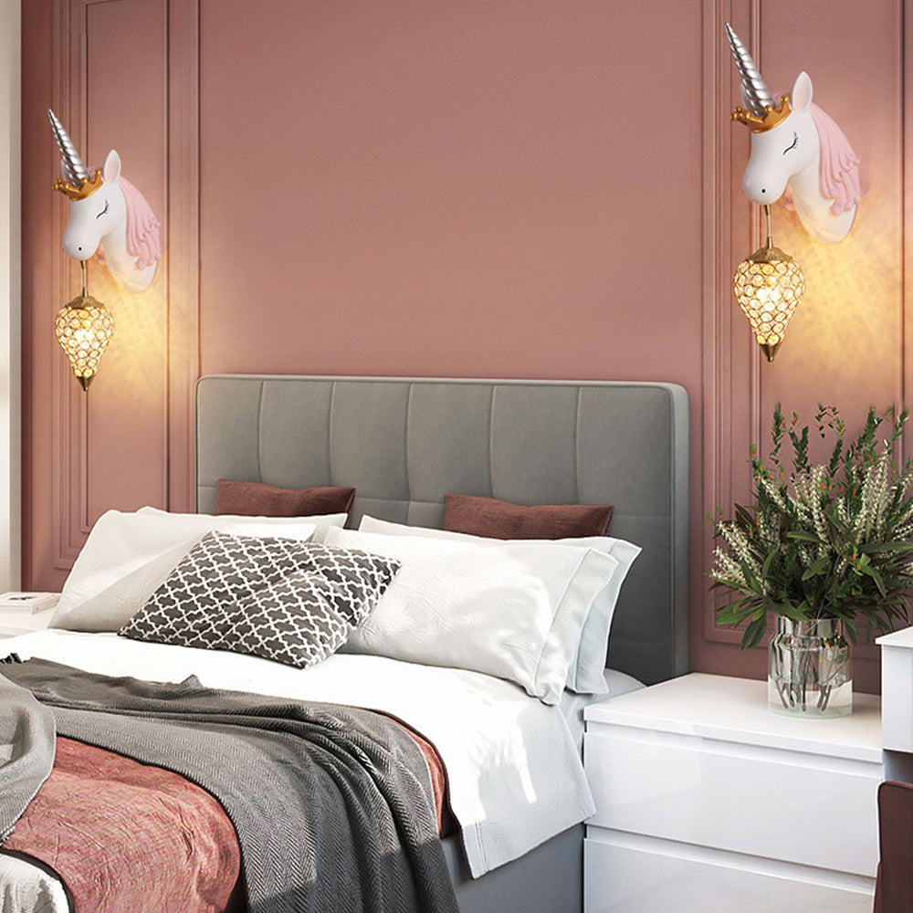 Arisha Design LED Decorativo Rosa Blu Unicorno Applique Camera da Letto