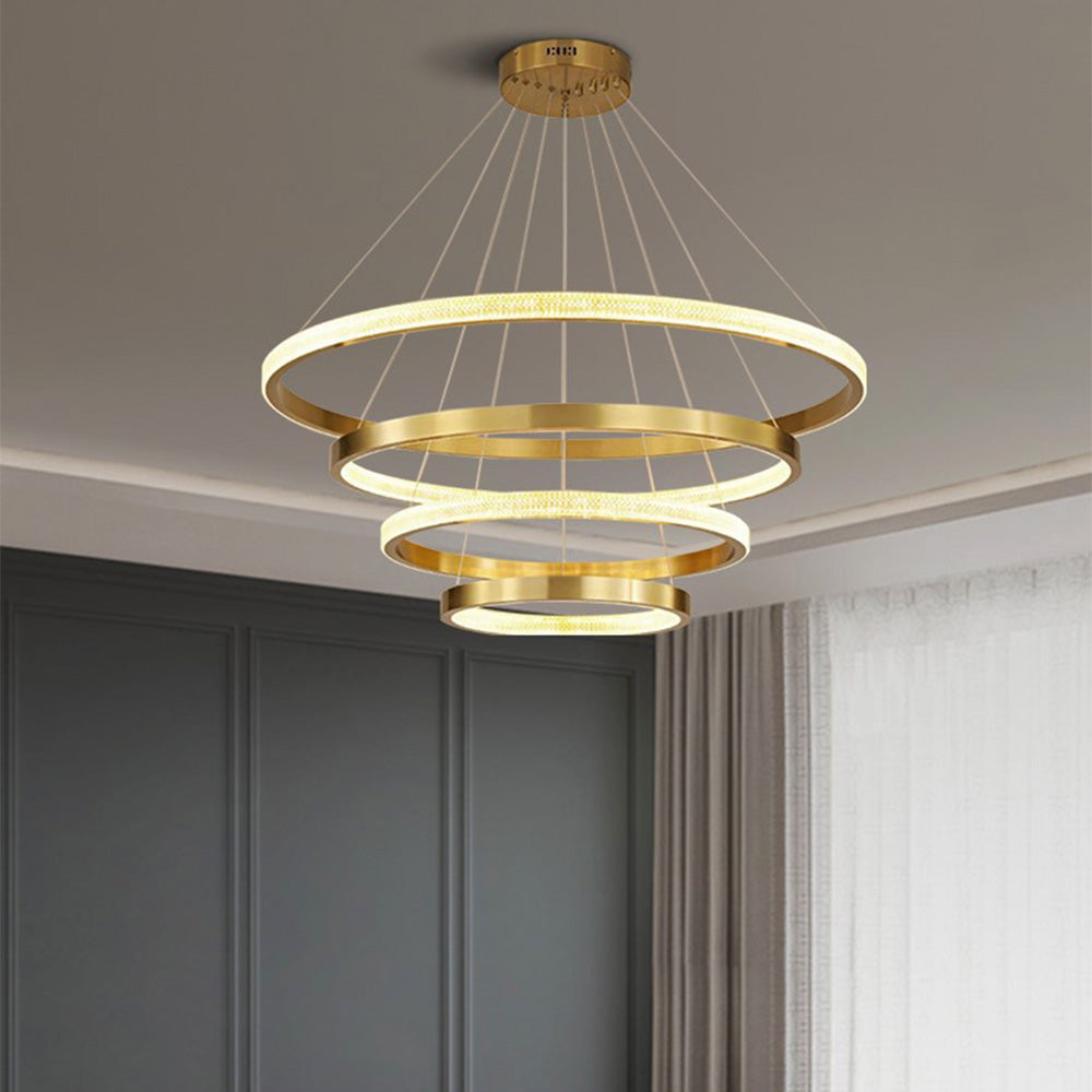 Kristy Moderna LED Lampada a Sospensione Anello Metallo Acrilico Oro/Nero