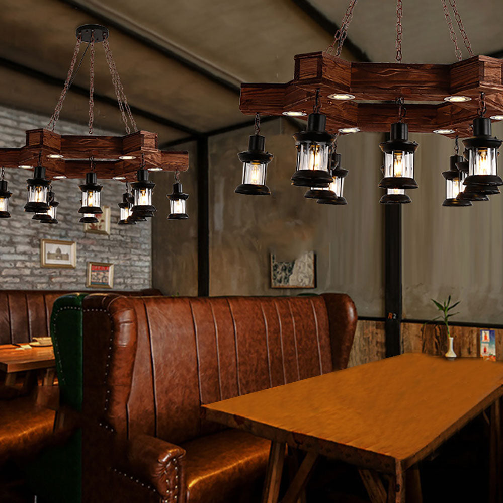 Epoch Lampade a Sospensione Retro Elegante Noce Metallo Legno Sala da Pranzo