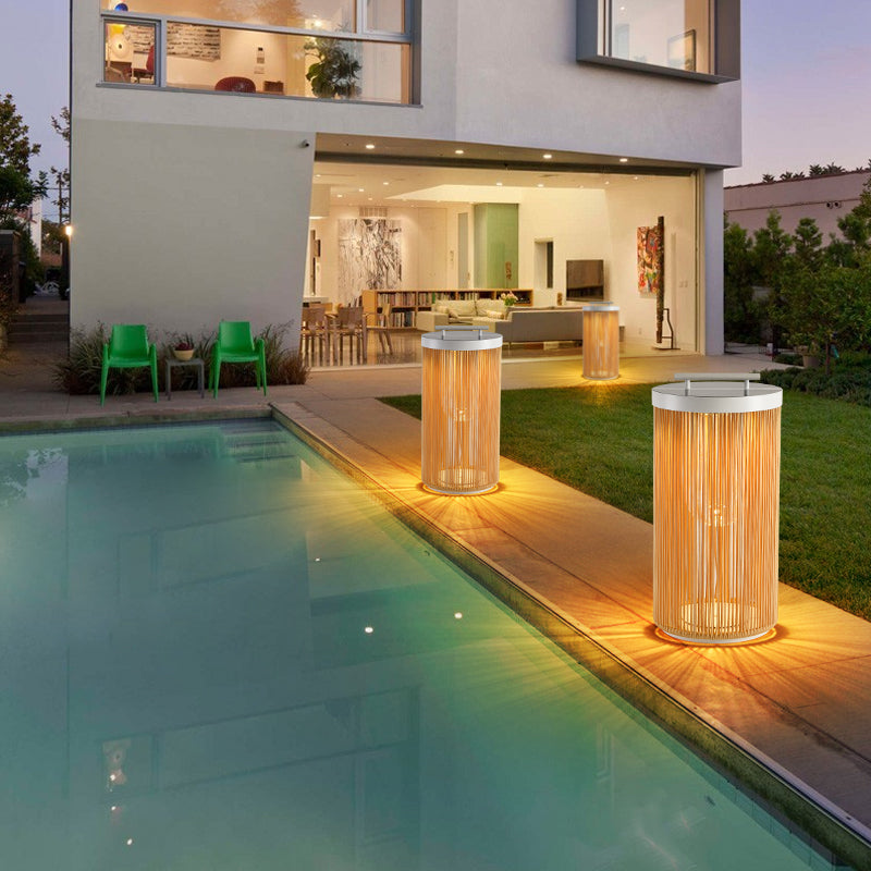 Ritta Lampade da Esterno Metallo Rattan Retro Cavo/Solare/USB Giardino