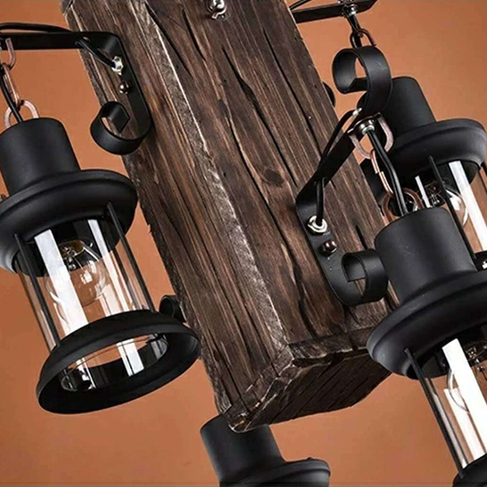 Epoch Vintage Industriale LED Rettangolare Lampade a Sospensione Metallo Legno Sala da Pranzo/Soggiorno