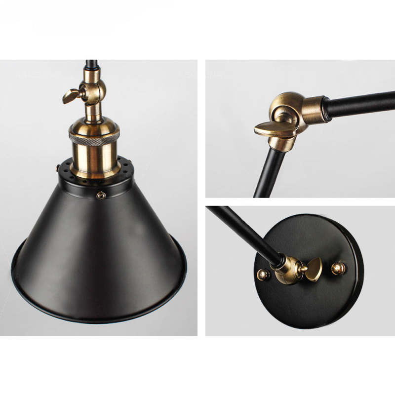 Epoch Minimalismo LED Applique Metallo Nero Vintage Soggiorno/Camera da Letto/Sala Studio