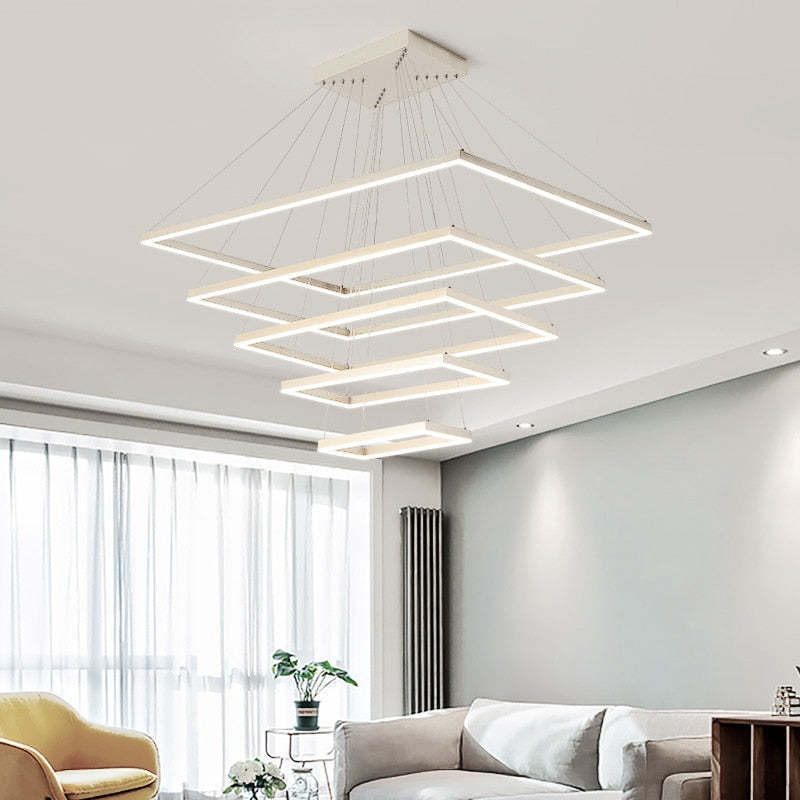 Bouvet Moderno LED Lampada a Sospensione 5 Stratificato Nera Soggiorno/Camera da Letto