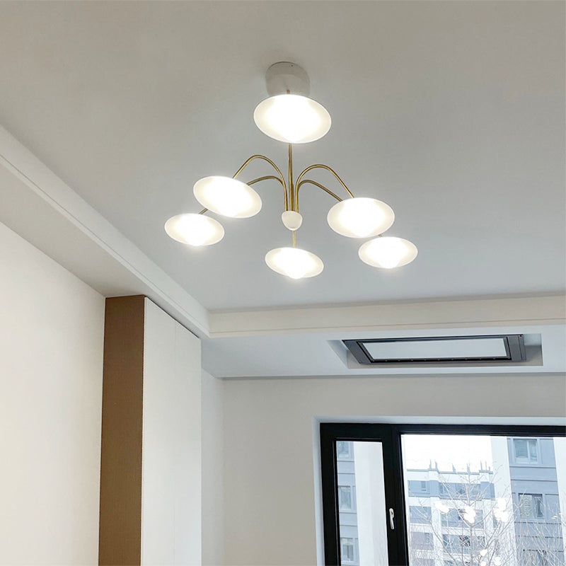 Arisha Design Mughetto LED Lampada a Sospensione Metallo Bianco/Oro Soggiorno/Camera da Letto