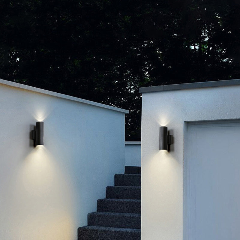 Ray Moderne LED Lampade da Esterno Metallo Nero Doppio-Luci Minimalista
