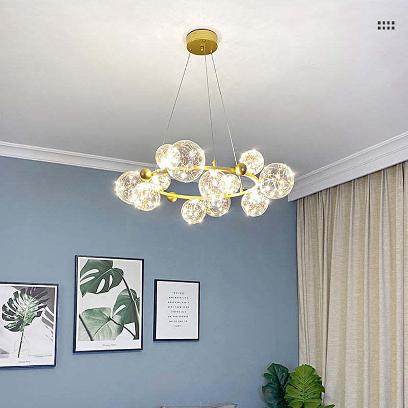 Valentina Lampada a Sospensione Metallo/Vetro Nero/Oro Globo Arte Deco