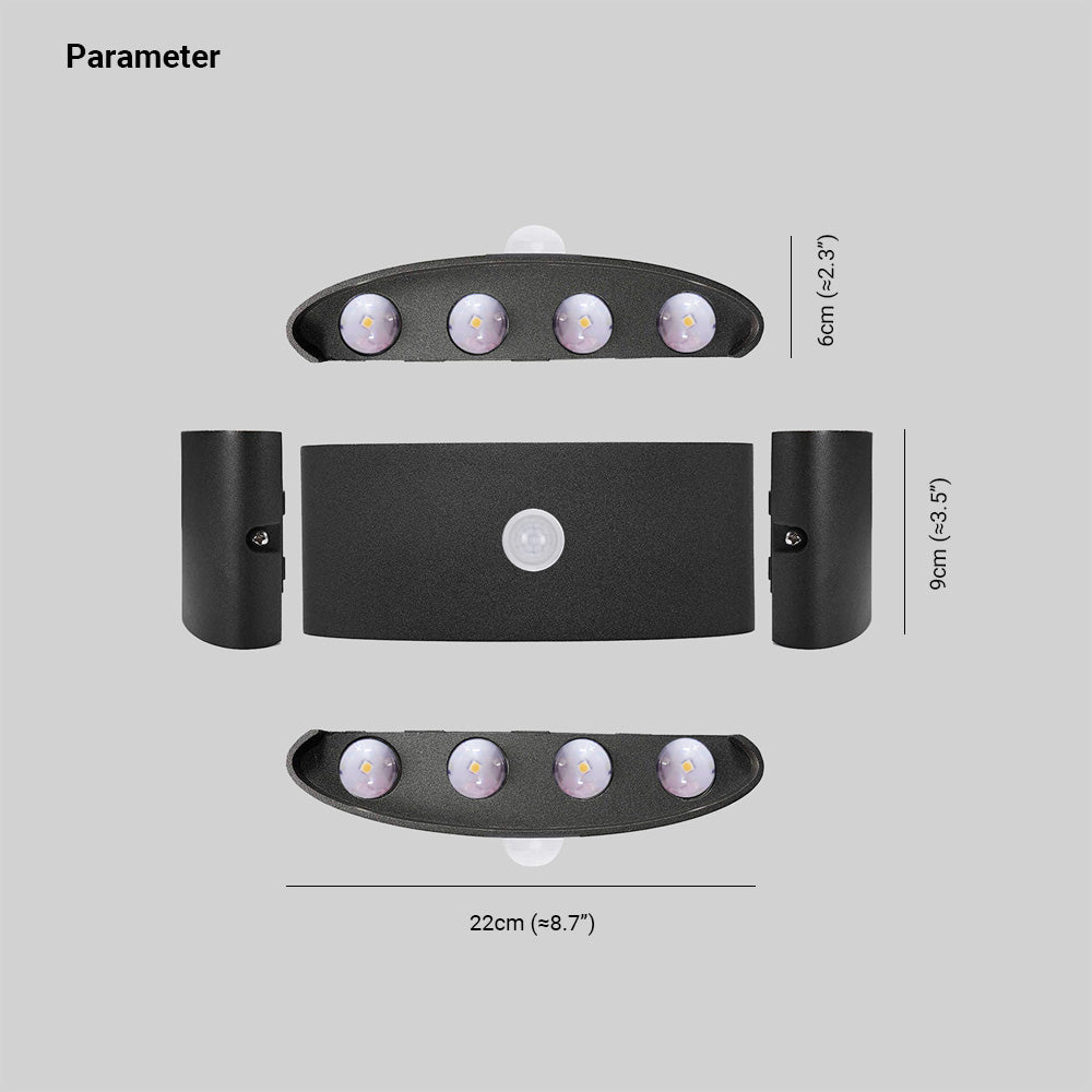 Ray LED Applique da Esterni Metallo/Acrilico Nero/Bianco Moderna Semplice