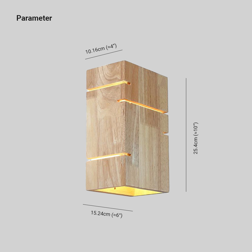 Muto Minimalista LED Applique Rettangolare Legno Soggiorno/Camera da Letto