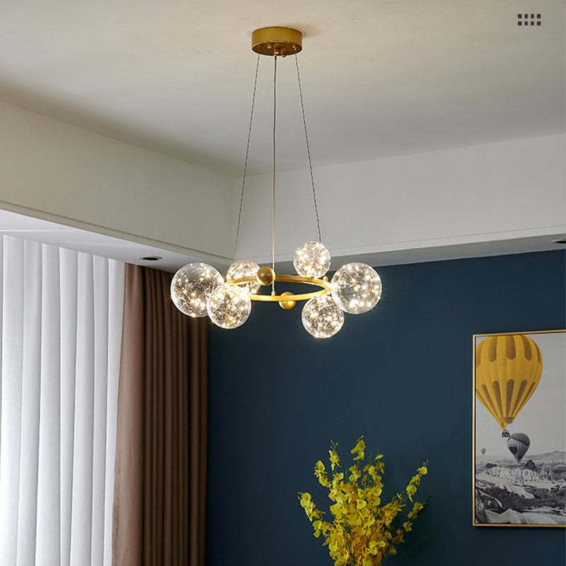 Valentina Lampada a Sospensione Metallo/Vetro Nero/Oro Globo Arte Deco
