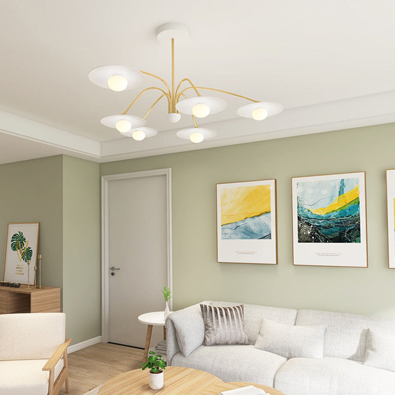 Arisha Design Mughetto LED Lampada a Sospensione Metallo Bianco/Oro Soggiorno/Camera da Letto