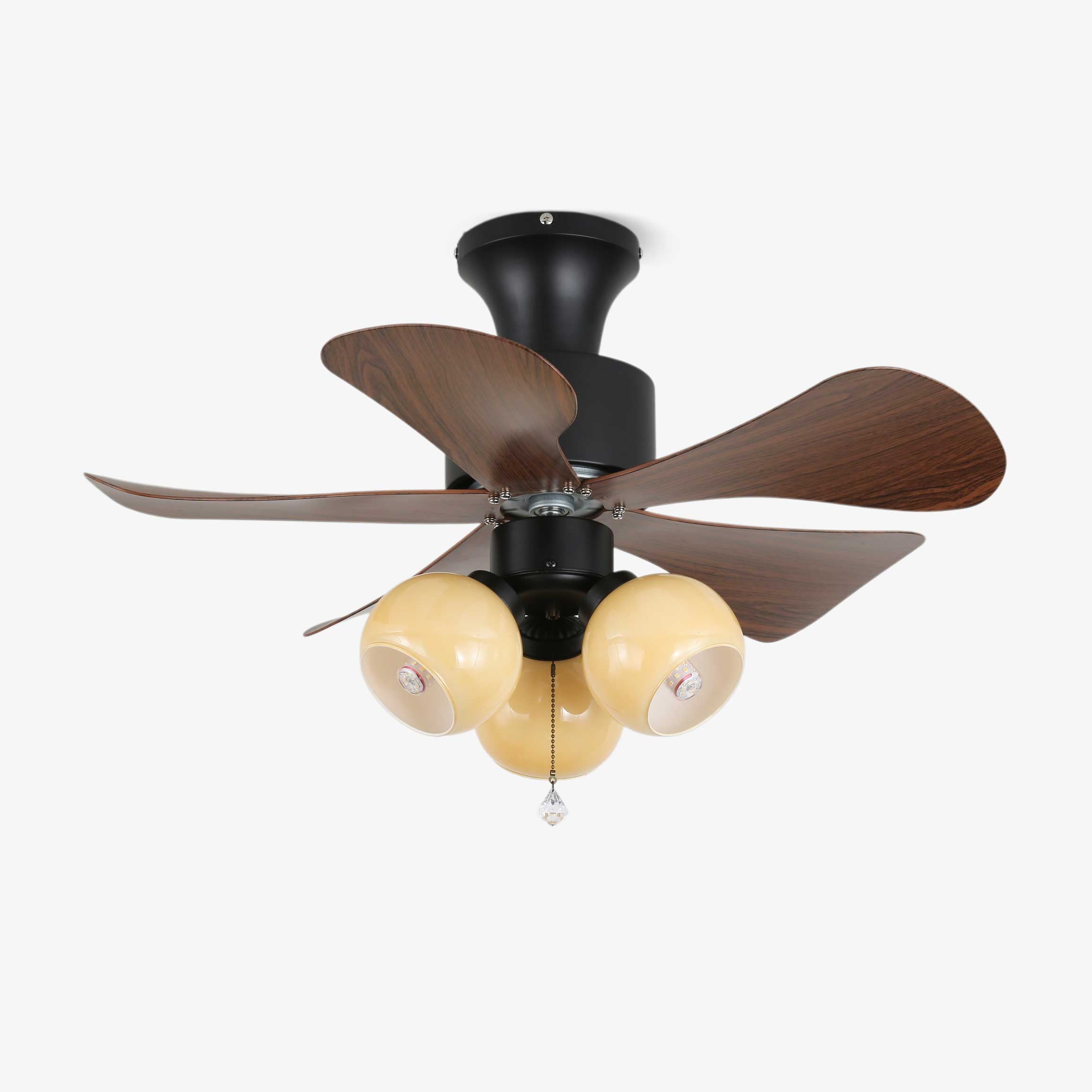 Plafoniera ventilatore Lunara Vintage in legno colore noce