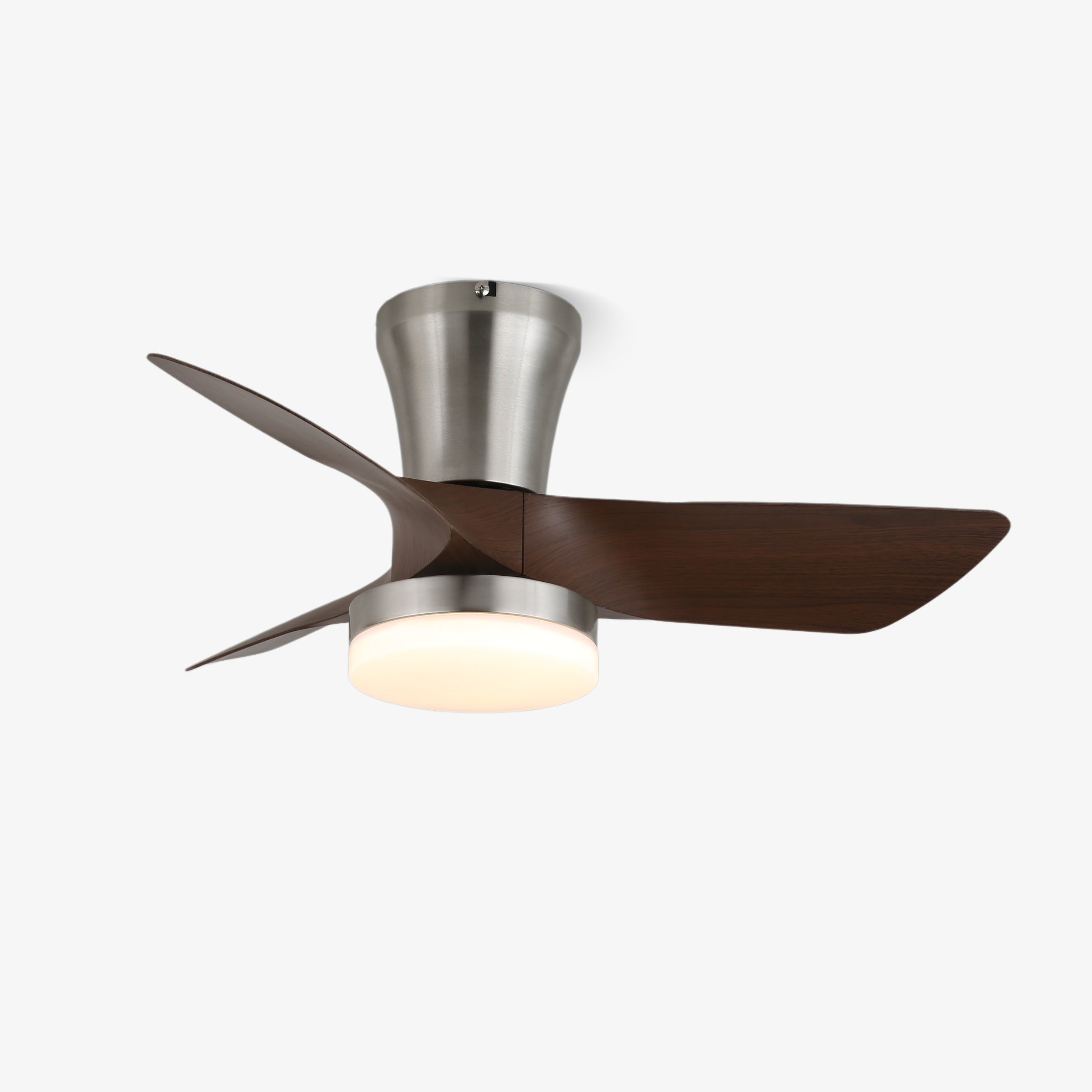 Ventilatore da Soffitto Moderno in Legno Trivon con LED, vista frontale