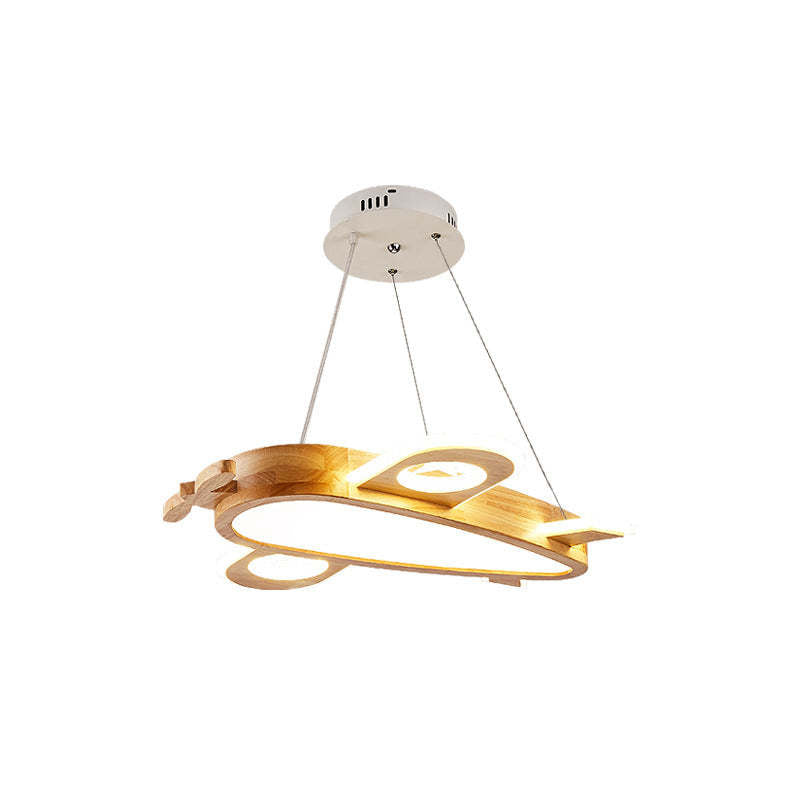 Minori Moderno Naturale Creativo DIY Bambini Aereo Forma Acrilico Lampade a Sospensione Legno