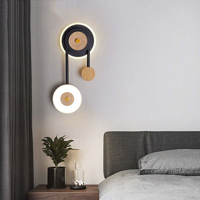 Arisha Moderno LED Girare Applique Decorativa Nero Legno Acrilico Comodino/Soggiorno/Camera da Letto
