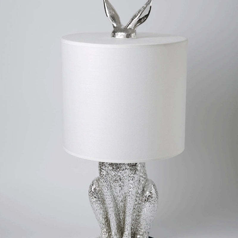 Alice Design LED Lampada da Tavolo Cilindro Coniglio Resina Nero/Bianco/Oro Camera da Letto/Soggiorno/Studio