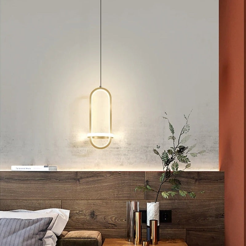 Arisha Minimalista Moderna LED Lampada a Sospensione Squillo LED Nero/Oro Soggiorno/Camera da Letto