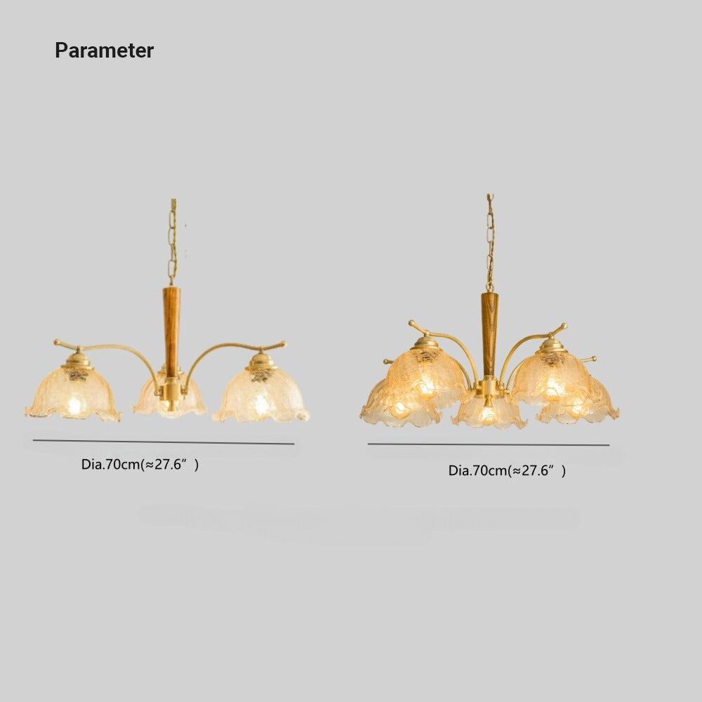 Arisha Vintage LED Metallo Legno Vetro Lux Lampadario Camera da letto Soggiorno