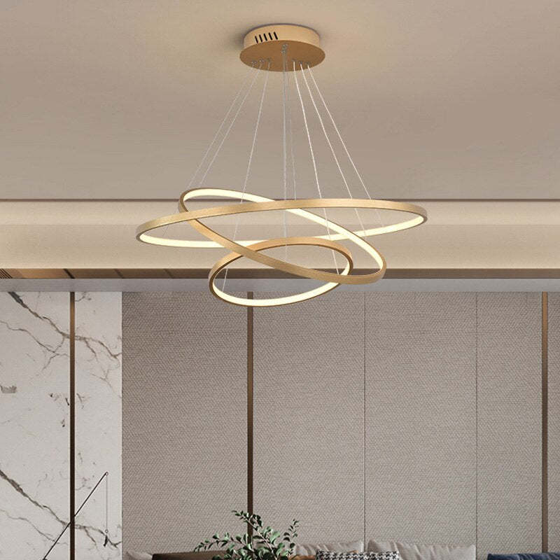 Arisha Design Illuminato LED Lampada a Sospensione Bianco/Nero/Oro Anello Interno Soggiorno/Camera da Letto