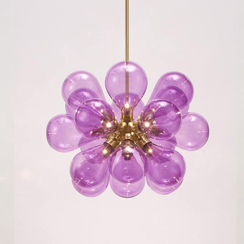 Valentina Design LED Lampade a Sospensione Bolla Vetro Blu/Bianco/Viola