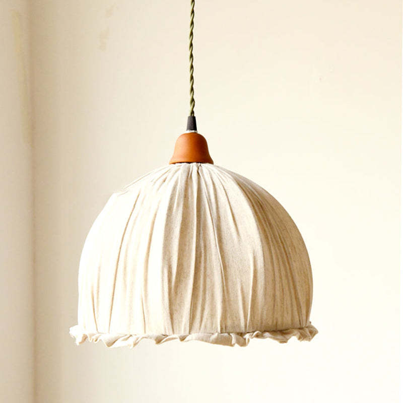 Arisha Vintage LED Minimalismo Lampada a Sospensione Tessuto Beige Ciondolo Soggiorno/Camera da Letto