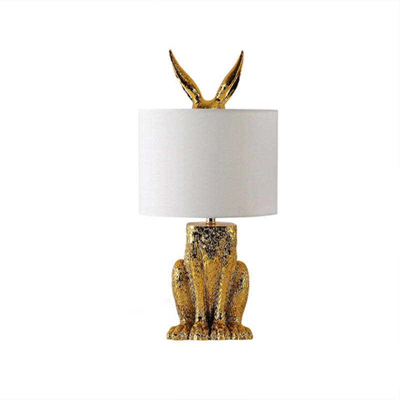 Alice Design LED Lampada da Tavolo Cilindro Coniglio Resina Nero/Bianco/Oro Camera da Letto/Soggiorno/Studio