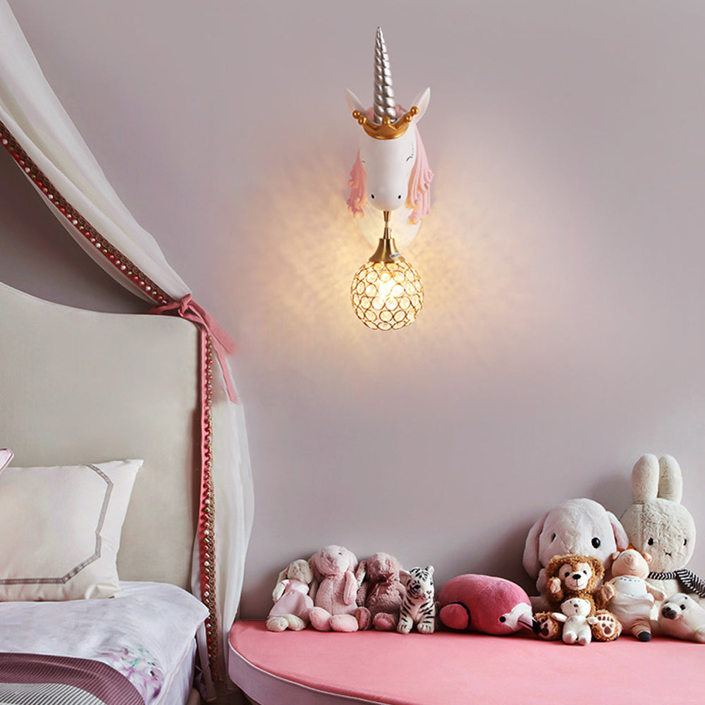 Arisha Design LED Decorativo Rosa Blu Unicorno Applique Camera da Letto