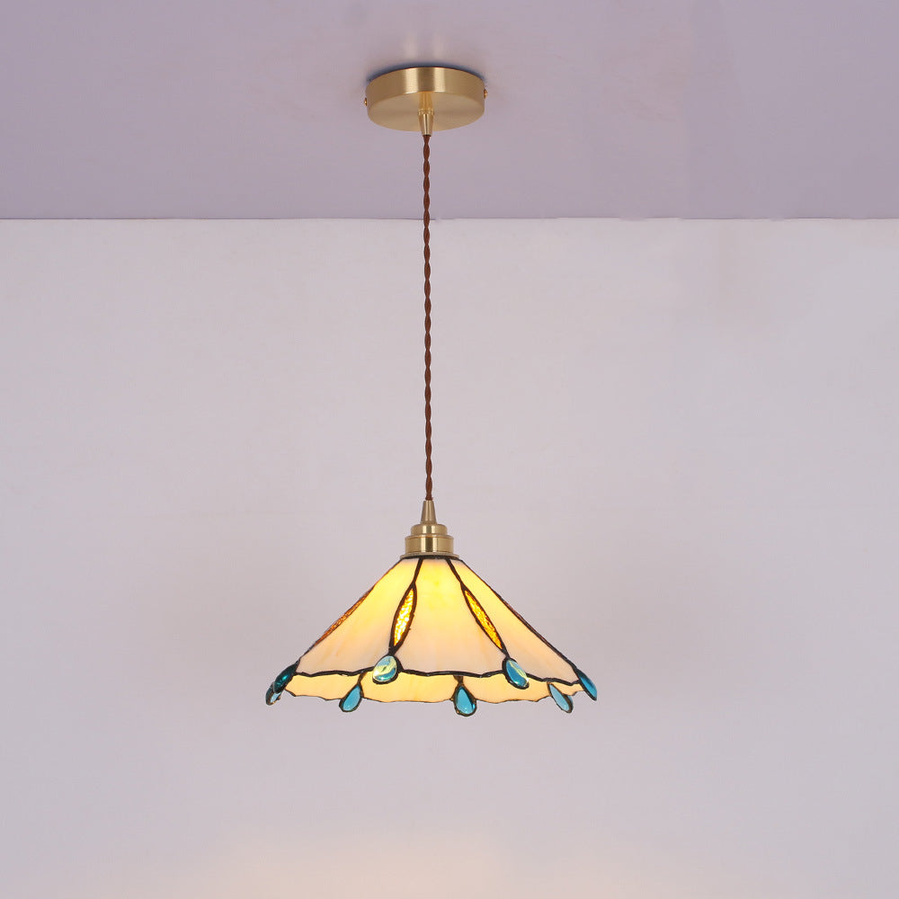 Tiffany Vintage Metallo/Vetro Sospensione Giallo/Trasparente/Verde/Rame/Rosso/Blu Soggiorno