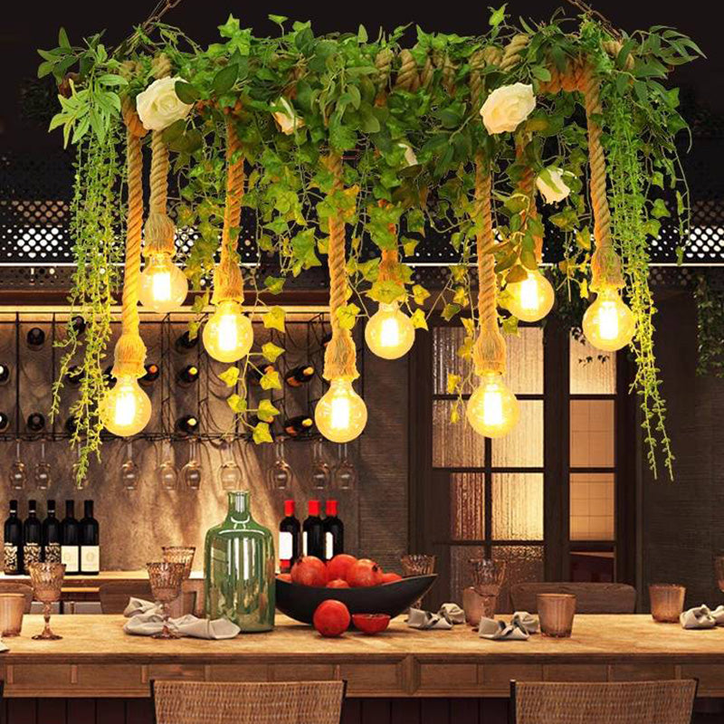 Ritta Naturale Metallo Lampade a Sospensione Verde Soggiorno/Sala da Pranzo