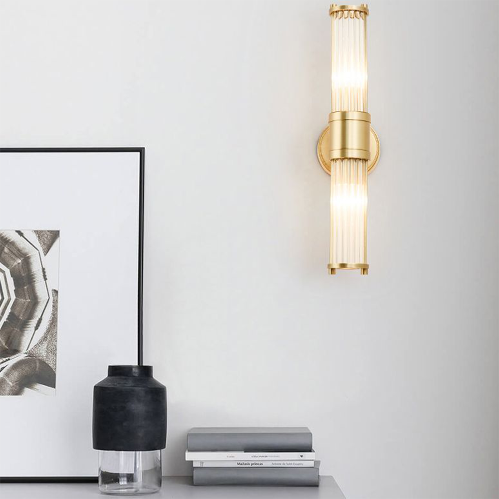 Arisha Classico LED Applique Americano Cilindrico Elegante Oro Vetro/Metallo Bagno